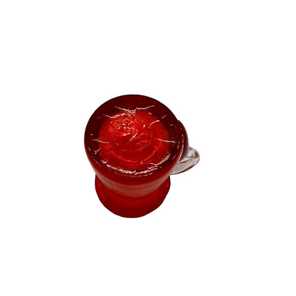 Art Glass Red Crackle Creamer with Scalloped Edge - Picture 6 of 6